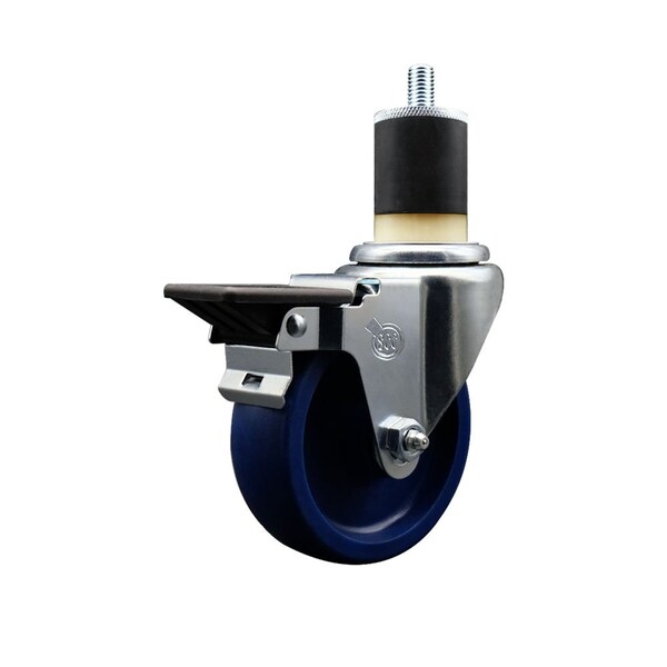 4'' Solid Poly Swivel 1-7/8'' Expanding Stem Caster with Brake